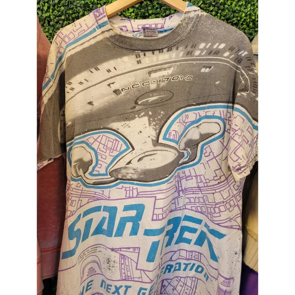 vtg 90s STAR TREK MOVIE Tee xl // white aop tv show Spock promo space sci fi - Picture 2 of 5